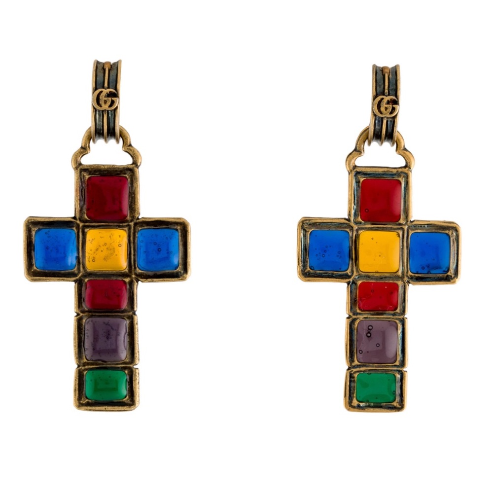 GUCCI Enamel Cross Earrings